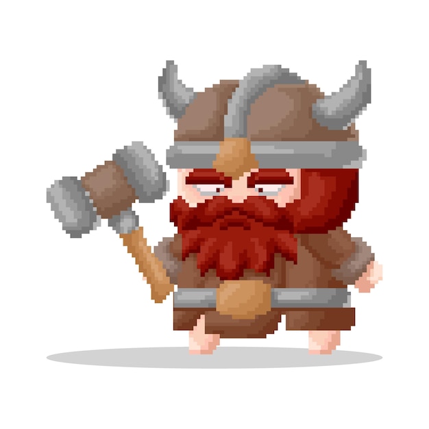 Chibi Viking meedogenloze karakter pixelart