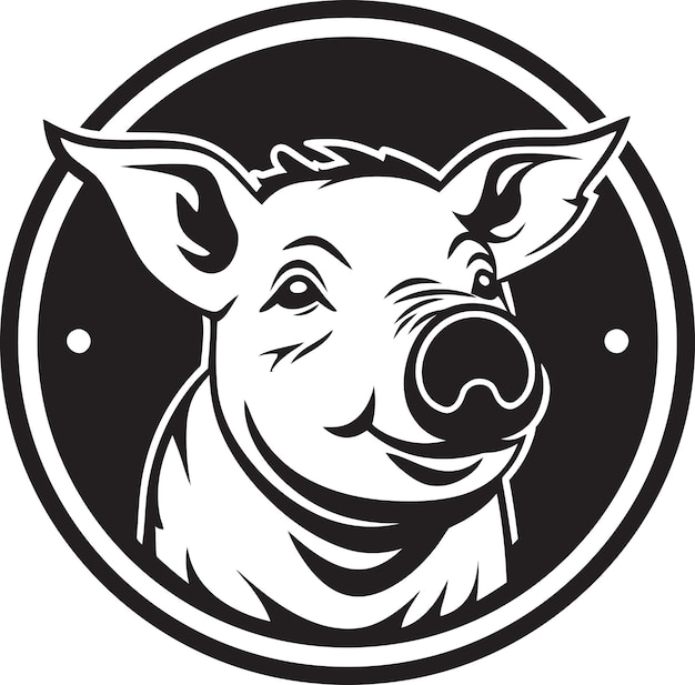 Vector chic black hog vector stylish swine icon