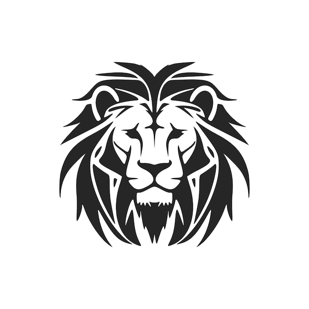 Шикарный черный белый логотип Льва, изолированный на белом фоне