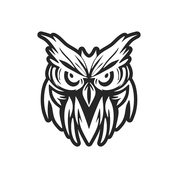 A chic black owl logo isolated on a white background