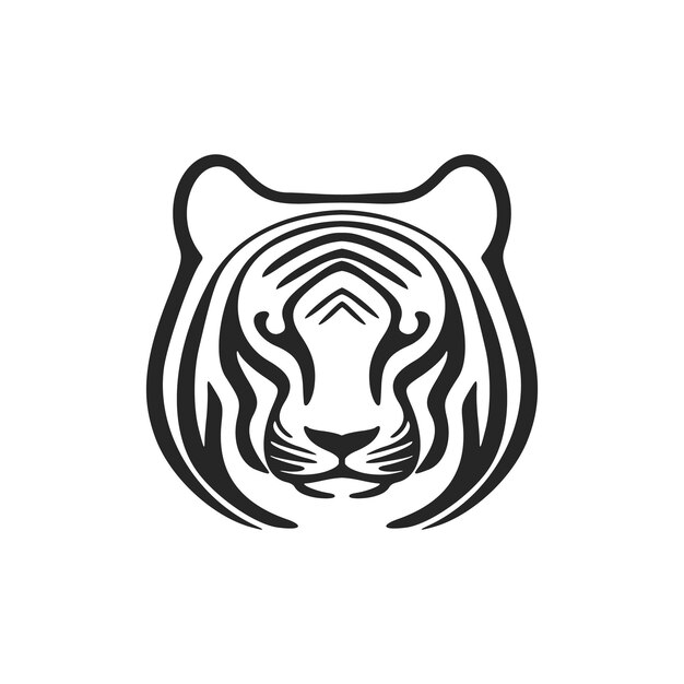 Chic black white logo tiger Isolated