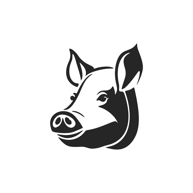Шикарный черно-белый вектор логотипа свиньи для индивидуальности вашего бренда