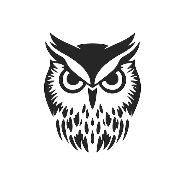 Chic black white vector logo of the owl Isolated