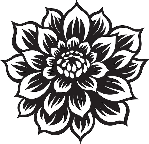 Vector chic bloem symbool zwart icon stijlvol botanische impressie monochroom emblem