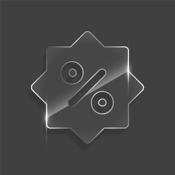 Vector データとアナリティクスのデザインのためのシックなグラスパーセントサインアイコン