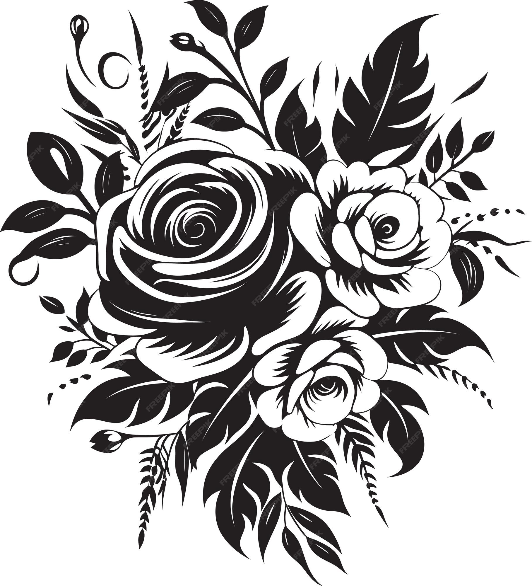Premium Vector | Chic petal fusion decorative black icon majestic