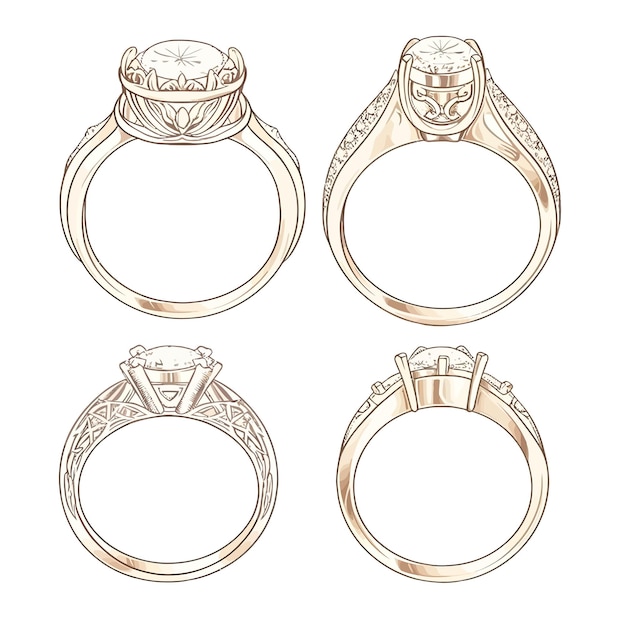 Chic Sketch Creations Modern Solitaire Rings illustration