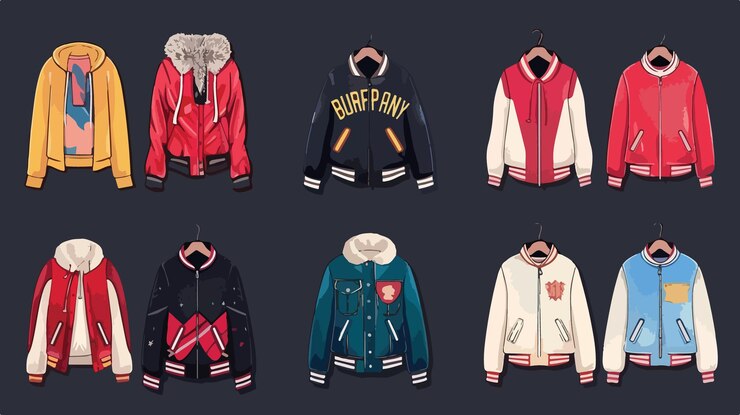 Vector chic womens outerwear varsity set collection for fashionable car photoshoot
