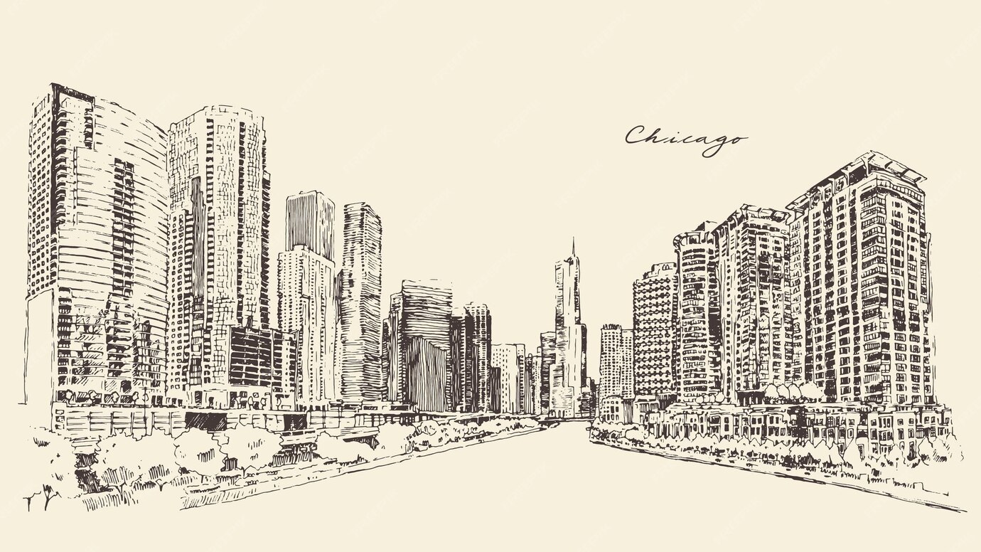 Иллюстрация архитектуры Chicago вектор