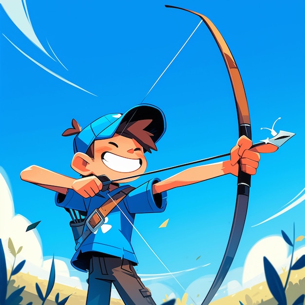 Vector a chicago boy shoots archery in cartoon style