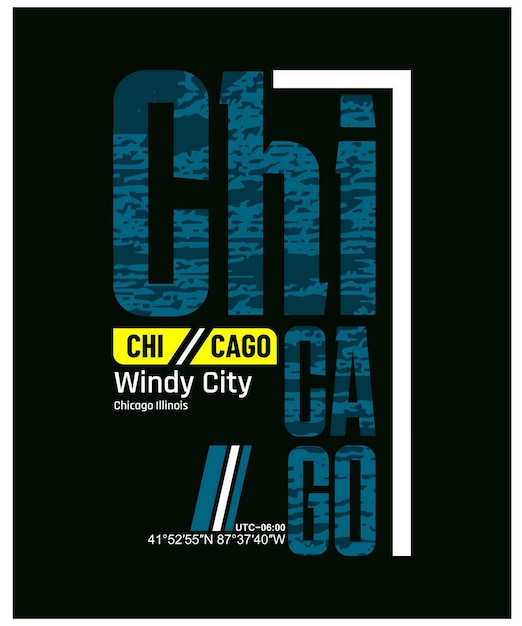 Design tipografico chicago vintage in abbigliamento tshirt illustrazione vettoriale e altri usi