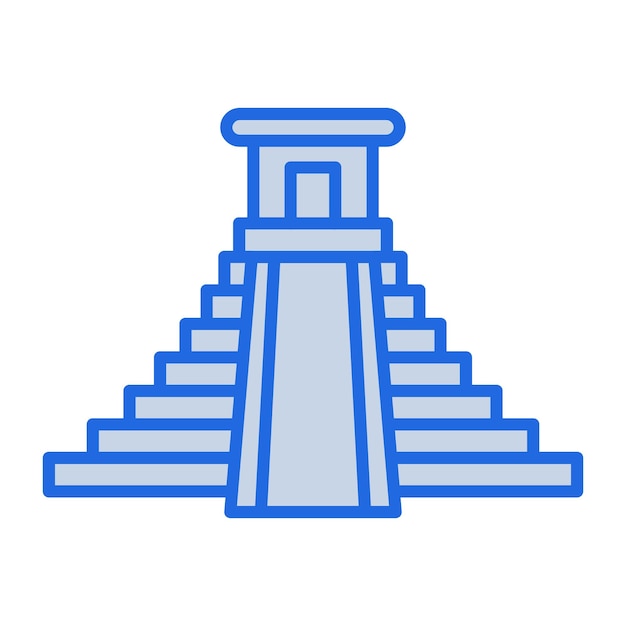 Chichen Itza illustratie in blauwe toon