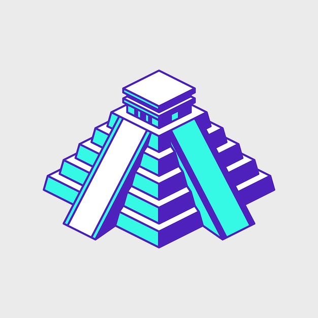 Chichen itza isometric vector icon illustration