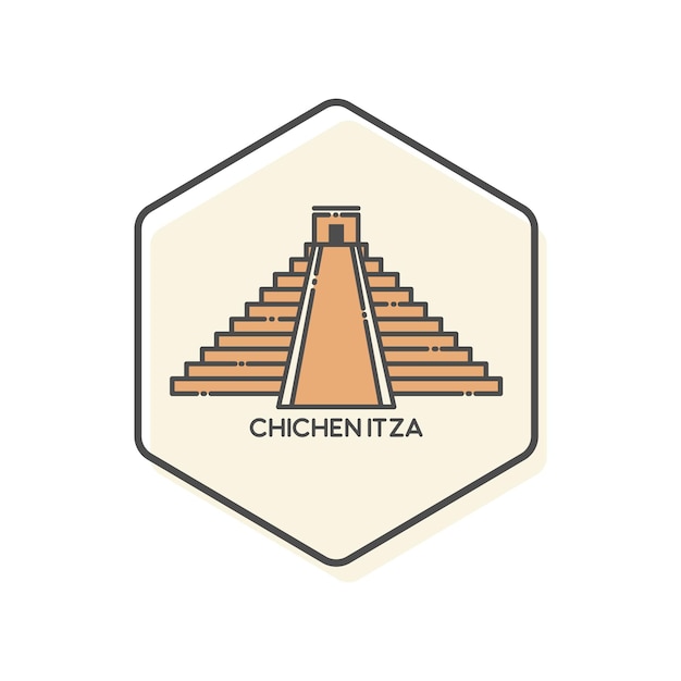 Vector chichen itza mexico  landmarks building icon  line icon  vector illustration  isolated