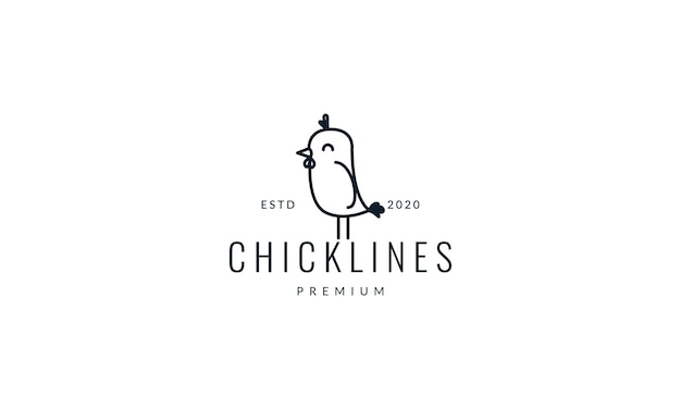 Chick or chicken line simple cute logo vector illustration design