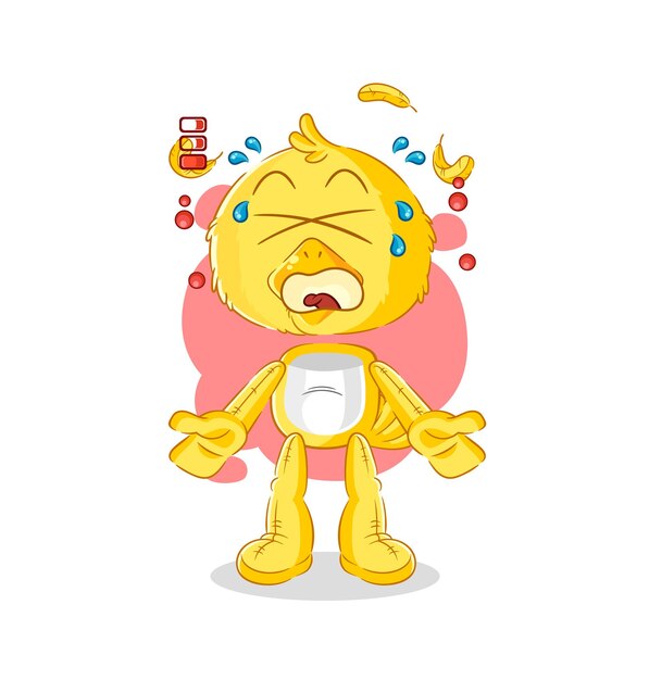 chick low battery mascot cartoon vector