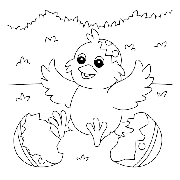 Chick Pop Out In Easter Egg Coloring Page