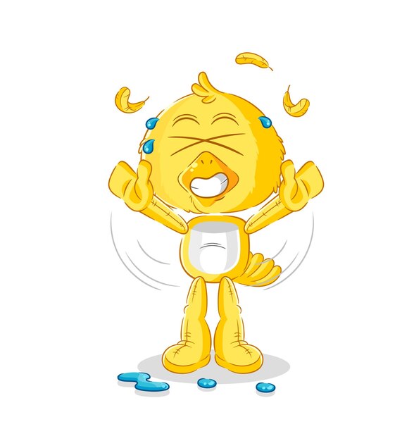 chick stretching character cartoon mascot vector