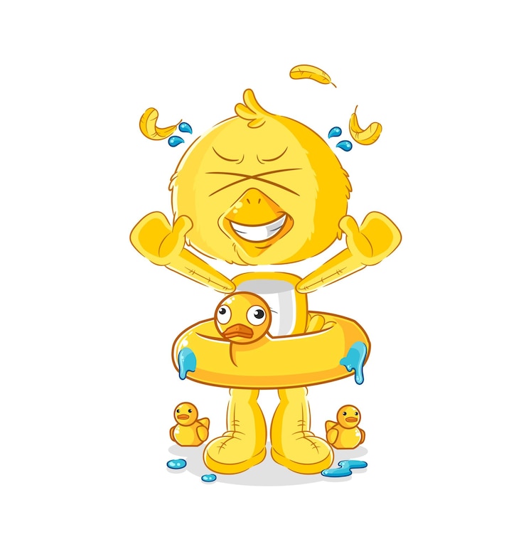 Vector 오리 부표 만화 만화 마스코트 벡터와 병아리