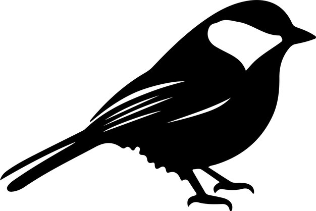 Vector chickadee black silhouette with transparent background