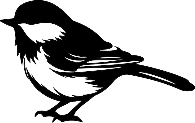 chickadee black silhouette with transparent background