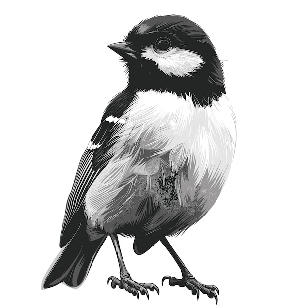 Vector chickadee cartoon icon isolated on transparent