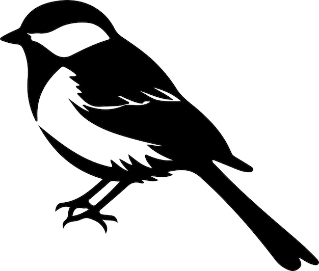 Vector chickadee zwart silhouet met doorzichtige achtergrond