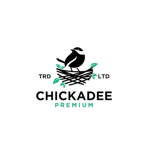 Vector chickdae bird nest vintage logo icon