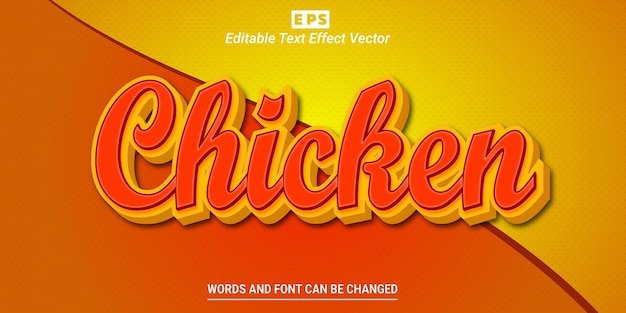 Chicken 3d editable text effect with background vector