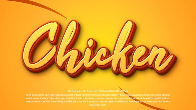 Vector chicken 3d editable text effect