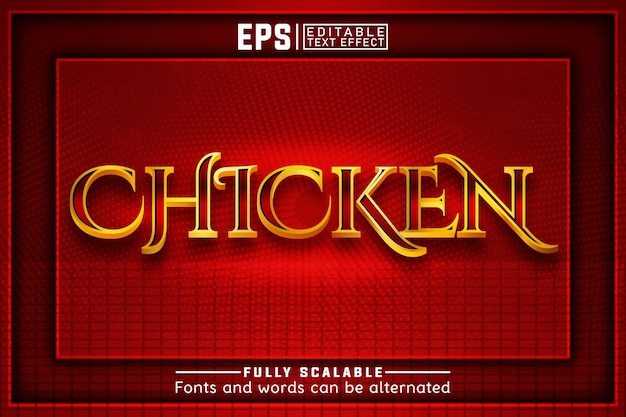 Vector chicken 3d editable text effect