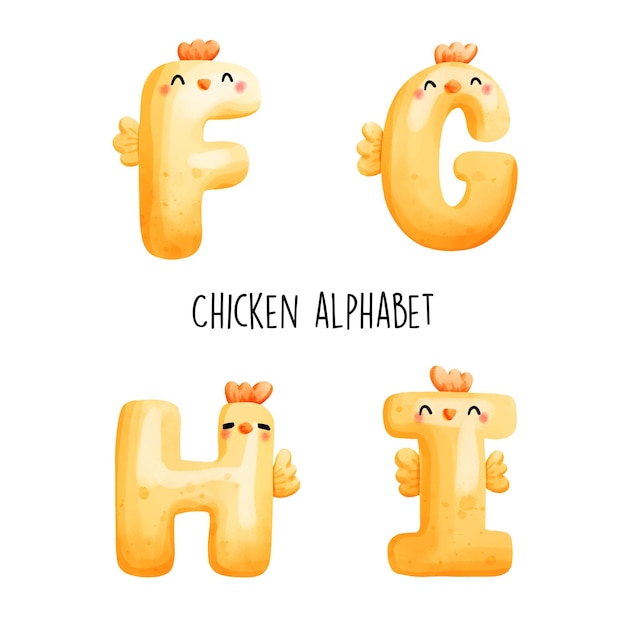 Chicken alphabet Vector illustration