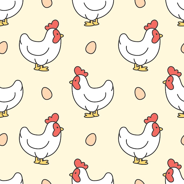 チキンと卵のシームレスなパターン背景