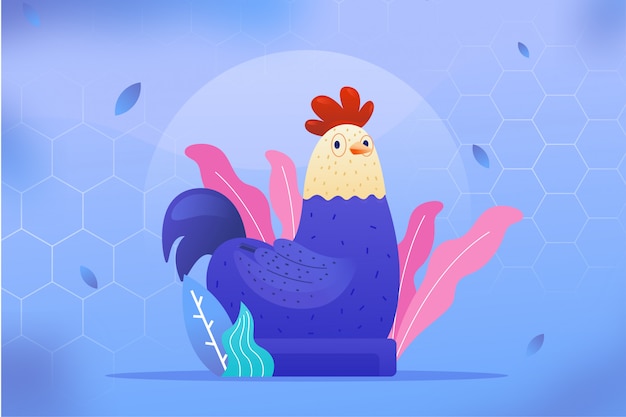 Vector chicken bank illustration