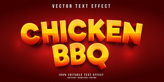 Vettore mockup dell'effetto testo chicken bbq