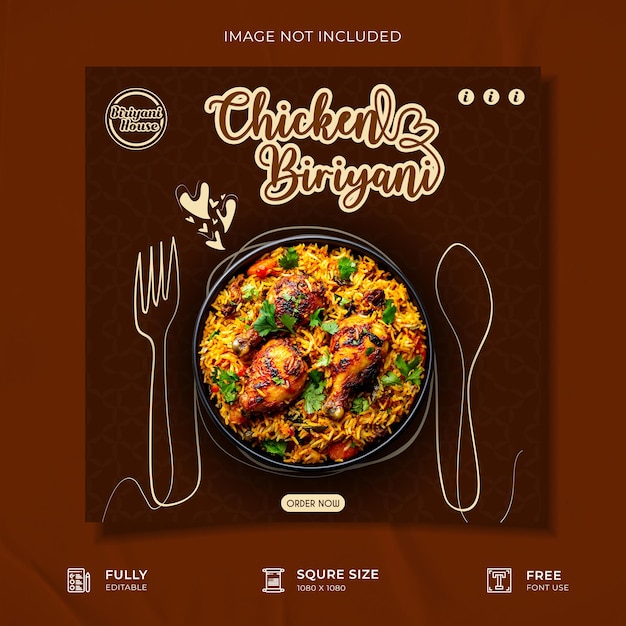 Chicken Biryani Food Poster voor sociale media
