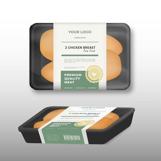 Vector chicken breast tray packaging mockup