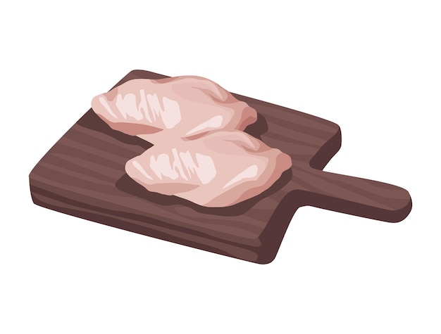 Вектор Мясо куриной грудки на кухонной доске
