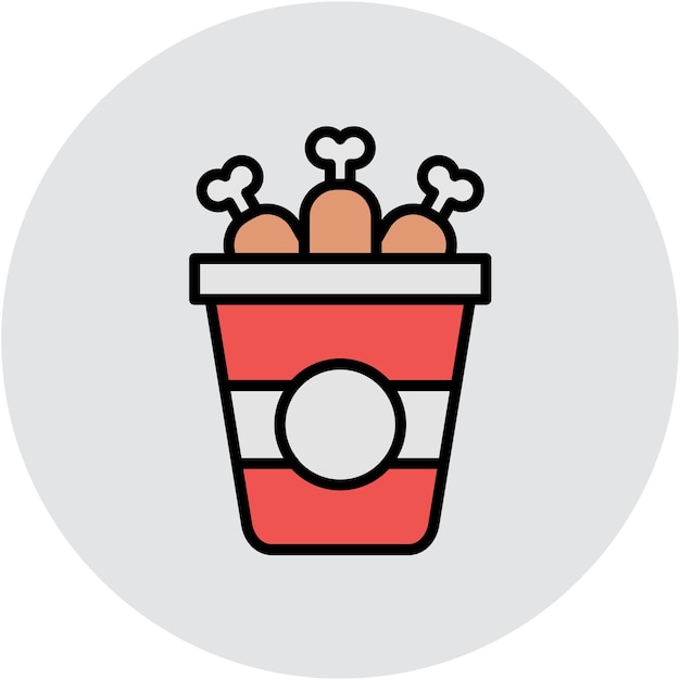 Chicken Bucket Vector Illustration Style