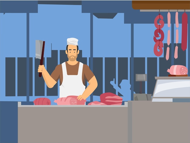 Vector chicken butcher