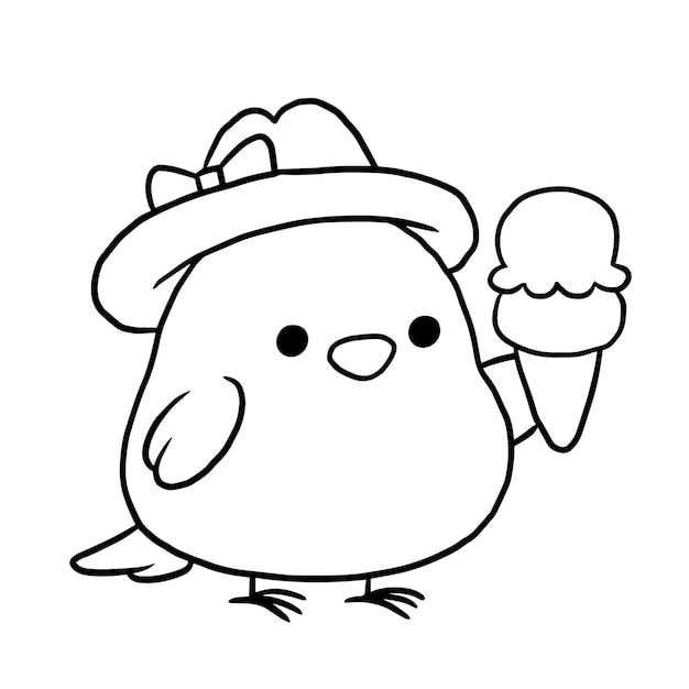 Pollo cartone animato animale carino kawaii doodle colorazione pagina disegno