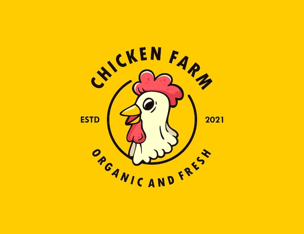 Logo del personaggio di pollo per azienda agricola o zootecnica