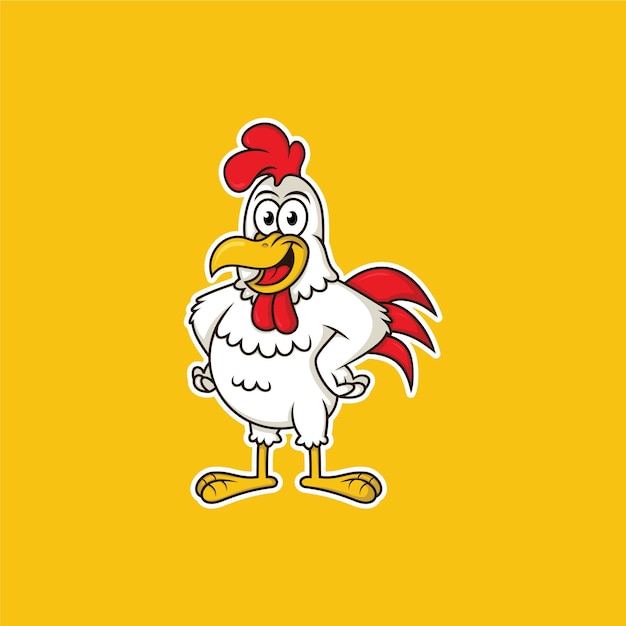 Chicken character logo template design vector