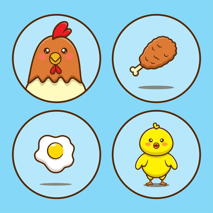 वेक्टर chicken chicks animal icon collection cartoon vector illustration