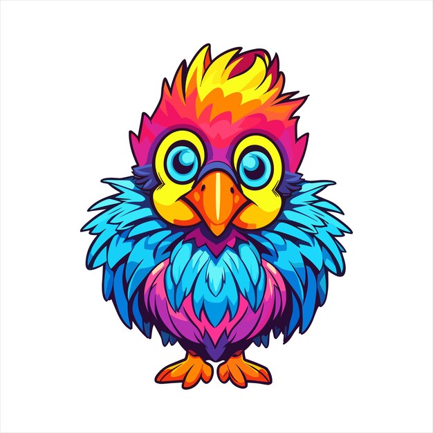 Chicken Colorful Watercolor Cartoon Kawaii Character Animal Pet Isolated Sticker Illustratie