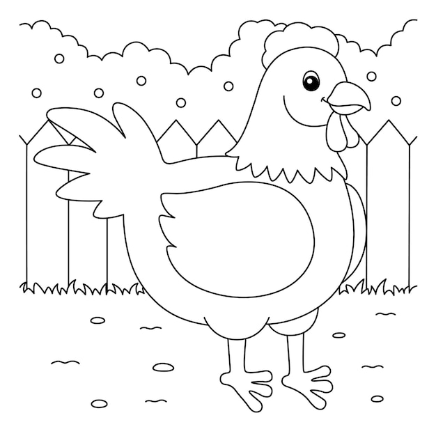 Chicken Coloring Page for Kids