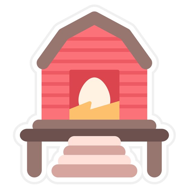 Chicken coop flat illustration