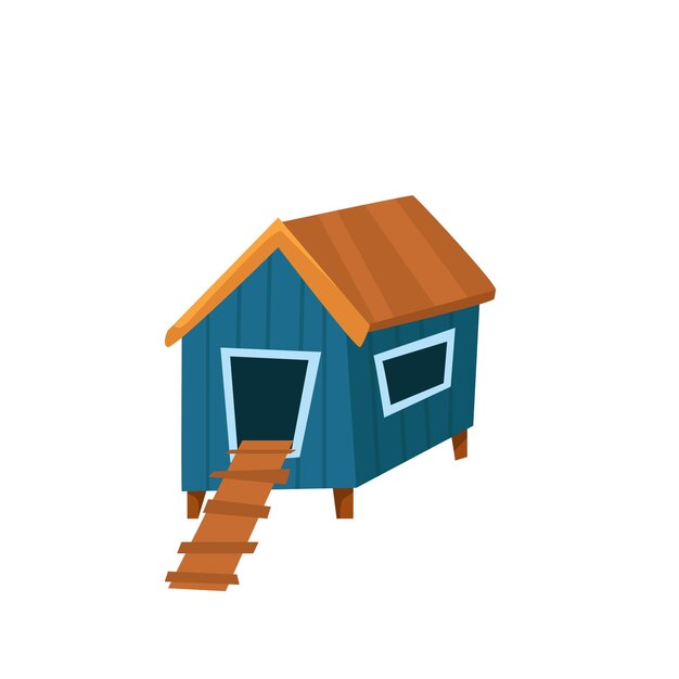 Chicken coop vector cartoon illustration the concept of agriculture poultry farm