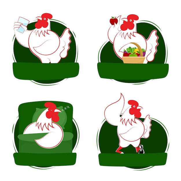 Vector chicken cute animal cartoon character vector illustration