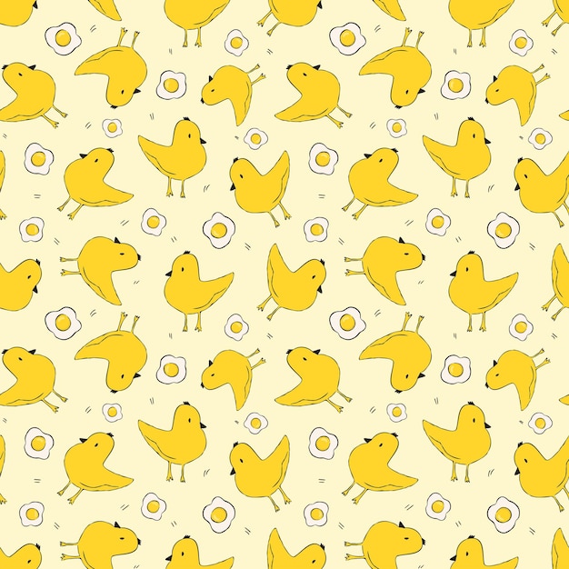 Chicken cute cartoon seamless pattern